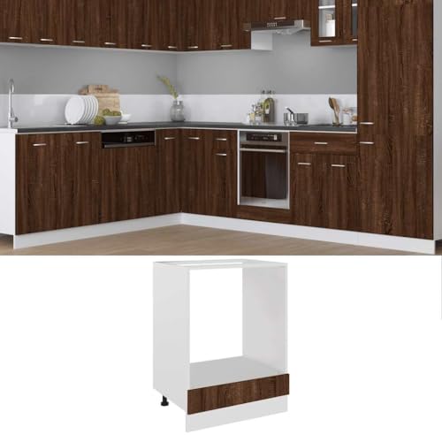 Mimdixy Armario bajo para cocina, armario de horno, armario de cocina, aspecto de roble marrón, 60 x 46 x 81,5 cm, material de madera, armario de esquina para salón, cocina y estudio, fácil de
