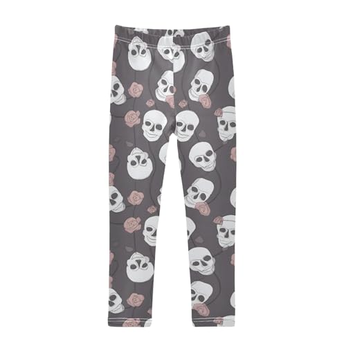 Girls' Athletic Leggings Ankle Length Yoga Dance Pants Kids Teen 4T Skull