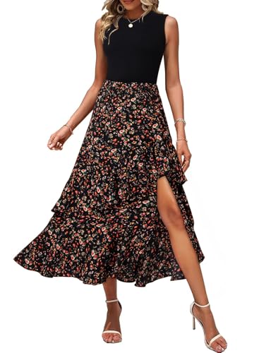 Image of Dokotoo Women's 2026 Sleeveless Spring Summer Dresses Casual Boho Crewneck Floral Boho Cocktail Party Dresses