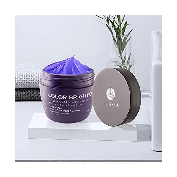 Luseta Purple Hair Mask 16.9 Oz, Deep Conditioner for Color Treated Hair Neutralizes Unwanted Yellow Tones and Removes Brassine, for Blond and Gray hair, Sulfate & Paraben Free