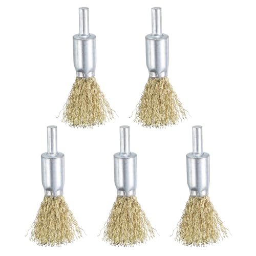 Image of uxcell 5pcs Wire Brush for Drill 5 /8 inch Dia. Abrasive Wire Wheel 1 /4 inch Round Shank Carbon Steel Cup Brush Coarse Crimped Drill Attachment for Cleaning Rust Paint Abrasive