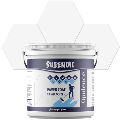 Image of SHEENLAC Floor Paver Coat Paint, Multi-Color Paver Coat Paint Durable, Weather-Resistant Outdoor Concrete & Stone Coating for Patios - Off White - 1L