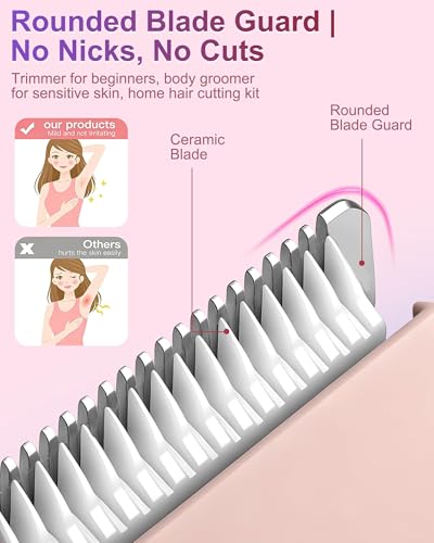 Image of Bikini Trimmer for Women, 2-in-1 Electric Razors Shaver,Rechargeable Ladies Bikini HairTrimmer Removal with Snap-in Ceramic Blades IP7X Washatble
