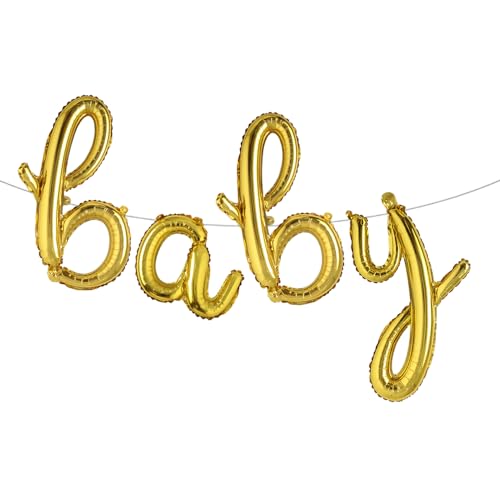 Image of 16 Inch Baby Letter Balloons Multicolor Foil Balloons BABY Balloons, 4 Pcs Foil Aluminum Balloon for kids Birthday, Baby Shower, Wedding, Gender Reveal Party Decorations (L BABY Gold)