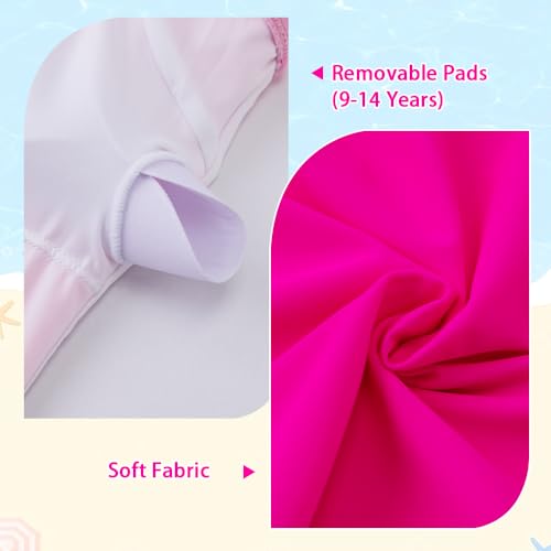 Image of Belovance Girls Swimsuits One Piece Bathing Suit Solid Color Block Tween Swimming Suit Beach Swimwear Quick Dry 5-14 Years