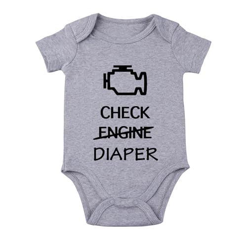 Image of Check Engine Diaper Baby Bodysuit Mechanic Outfit f1 Clothes Baby Race Car Outfit Funny Babies Bodysuit