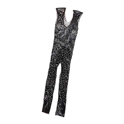 oshhni Body masculino Bodystocking body erótico meia-calça lingerie macacão, Preto, Short Sleeve