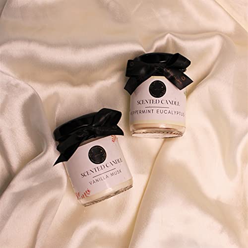 Image of Mini Scented Candles (Peppermint Eucalyptus and Vanilla Musk) Pack of 2, Soy Wax Scented Candle, 15+ Hours Burn time, Scented Candles for Home