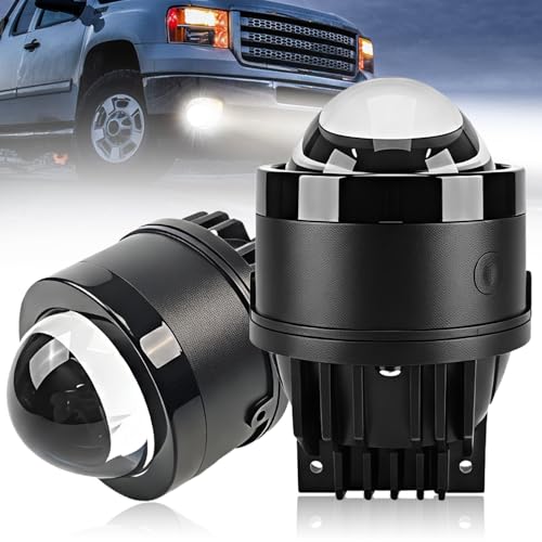 Image of Carzex 3 Inch Projector Fog Light Ai Laser App Controlled Tri Color Projector Fog Light with Inbuilt LED High /Low Beam 12V (White /Yellow, 5500K) (H8 /H11 Coupler to Coupler Fit)