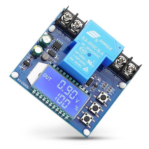 Qoroos 1PC Low Voltage Cutoff Controller DC 6-60V 30A Low Voltage Disconnect Protection Module with LCD Display Charging Discharging Controller Protection Switch Module