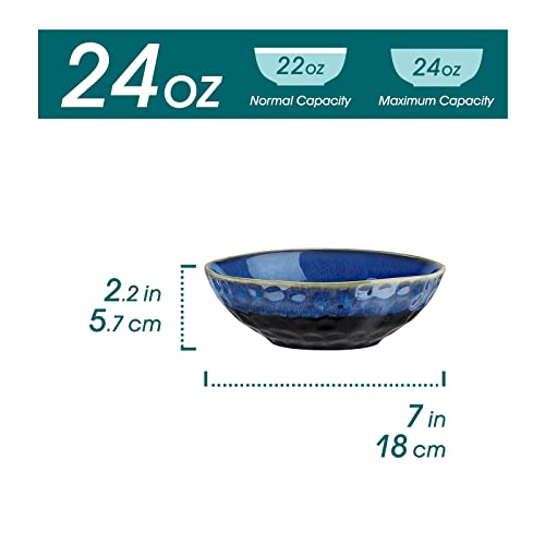Vancasso Starry 24Oz Cereal Bowls, Set Of 4 Porcelain Pasta Bowls Lead-Free Soup Bowls, Blue Bowl For Kitchen Starry Ceramic Bowls For Cereal Soup Oatmeal Salad, Dishwasher & Microwave Safe #TOP1