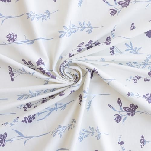 Image of HOMEMONDE Duck Curtain for Window - Floral Printed Room Darkening 6 Feet Curtain, Rod Pocket Top Style Pack of 2 - (Blue & Purple, 72 Inch)