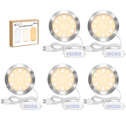 Sprouture Lab 5PCS LED Lamp Kit 001 for Bambu Lab H2D/A1/A1mini/P1S/P1P Makerworld & Anycubic 3D Printer DIY Lighting Three Color Modes 3000K/4000K/6000K 5V USB Powered Model Printing Accessory