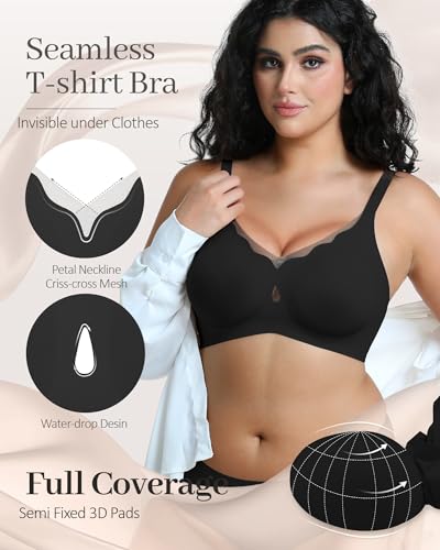 Image of Jelly Bras for Women No Underwire Mesh Wireless Crossover Bra Seamless Full Coverage Lift T Shirt Sleep Bralettes