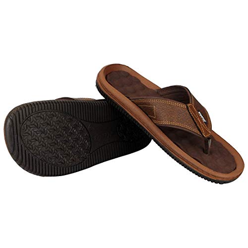 Image of Bata Men's Synthetic Slip On Slippers (Brown, numeric 6)