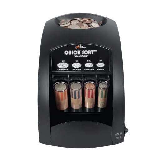 Royal Sovereign Electric Coin Sorter, Patented Anti-Jam Technology, 1 Row of Coin Sorting (CO-1000) , Black