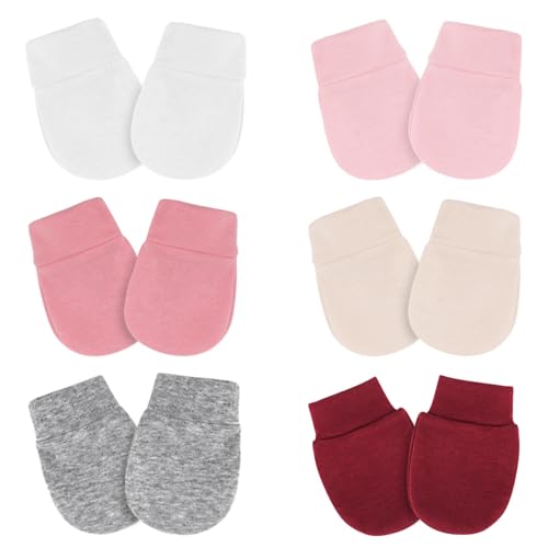 Image of AQOKKA Newborn Baby Mittens No Scratch Cotton Elastic Wrist Gloves Infant Toddler Mittens for Baby Boy Girl 0-6 Months