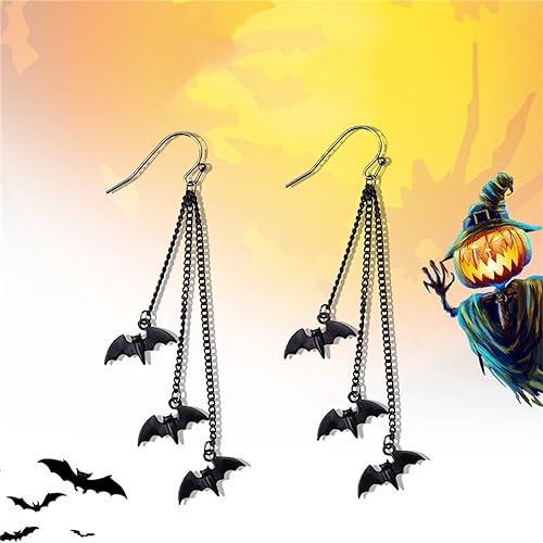Bat Drop Dangle Earrings for Women Men Funny Black Bat Tassel Earrings Scary Halloween Cosplay Party Jewelry Gifts4