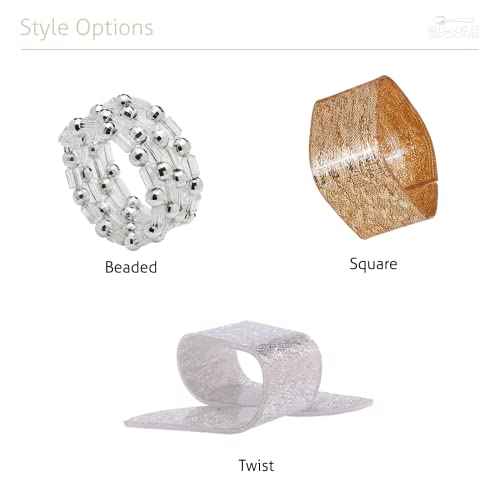 Elegant Pearl Napkin Rings Set of 6, Napkin Holders for Table Setting, Great for Parties, Weddings, Engagements, Baby Showers, Holiday Meals, Christmas, Upscale Events, Dinners & Celebrations - White