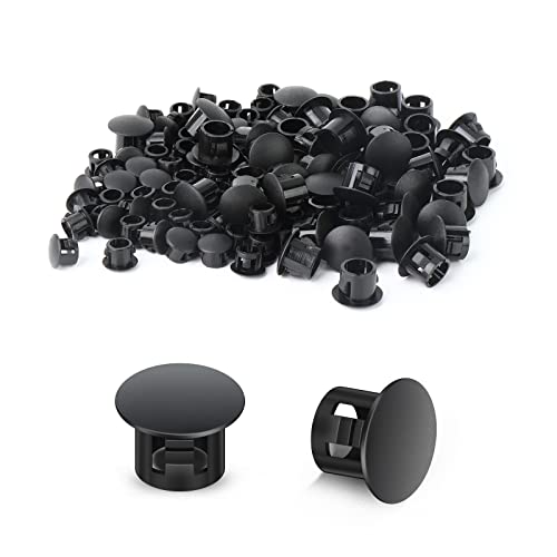 Image of 100PCS 1 /4 inch Black Plastic Plugs Hole, Round PA66 Plug Furniture Hole Decorative Cover