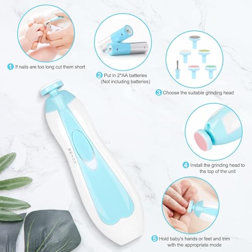Image of Baby Nail Cutter Trimmer Shaper for New Born Babies with 6 Grinding Pads and Protective Case, 0-6 Months, Blue, Pack of 1
