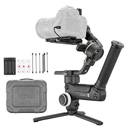 Zhiyun Crane 3S 3-Axis Handheld Gimbal Stabilizer for DSLR Cameras and Camcorder, 6.5kg Payload, Extendable Roll Axis, DC-in, 3S-E Package with Easysling Handle