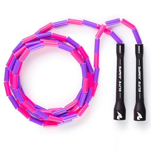 Elite Jumps Beaded Kids Jump Rope Adjustable Pink Purple 9 ft