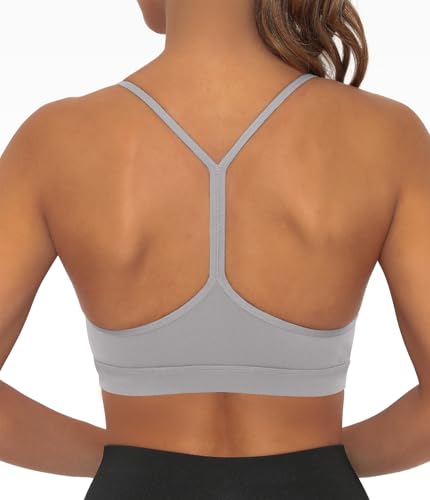 Image of Comper Y Back Sports Bra for Women Low Impact Racerback Workout Bras Sexy Thin Straps Yoga Bras with Removable Pads