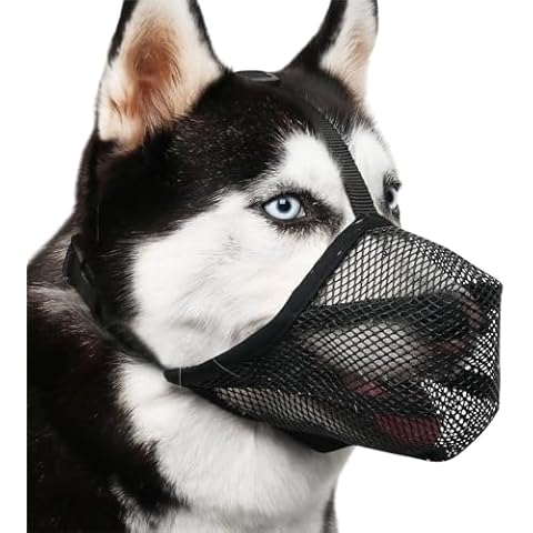 Mayerzon Dog Muzzle, Soft Mesh Muzzle for Medium Large Dogs with Adjustable Strap, Anti Bite Chewing Muzzle for Scavenging Grooming, Breathable Puppy Muzzle for German Shepherd Doberman Husky Cover