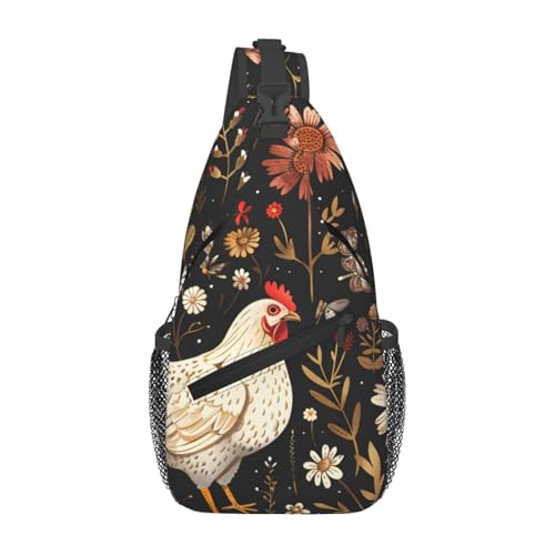 Morrales unisex con estampado White Chickens Flowers miniatura 1