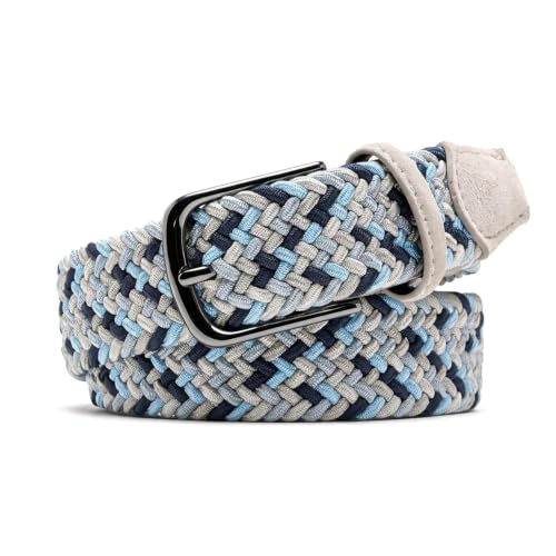 Image of Men's Stretch Braided Elastic Woven Canvas Golf Belt, multicolor,1 3 /8 inch