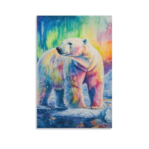 Cuadros decoracion oso polar impresiones de arte en lienzo mural para dormitorio elegante