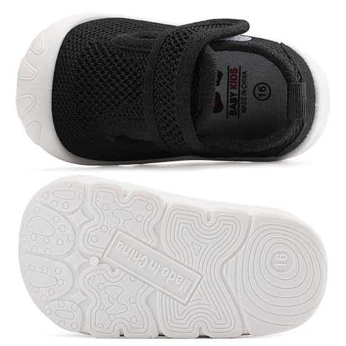 Ailylakp Baby Toddler Girls Boys Shoes Lightweight Breathable For Non-Slip Infant First Walking Shoes Outdoor Toddler Sneakers 6 9 12 18 24 Months Black thumb #1