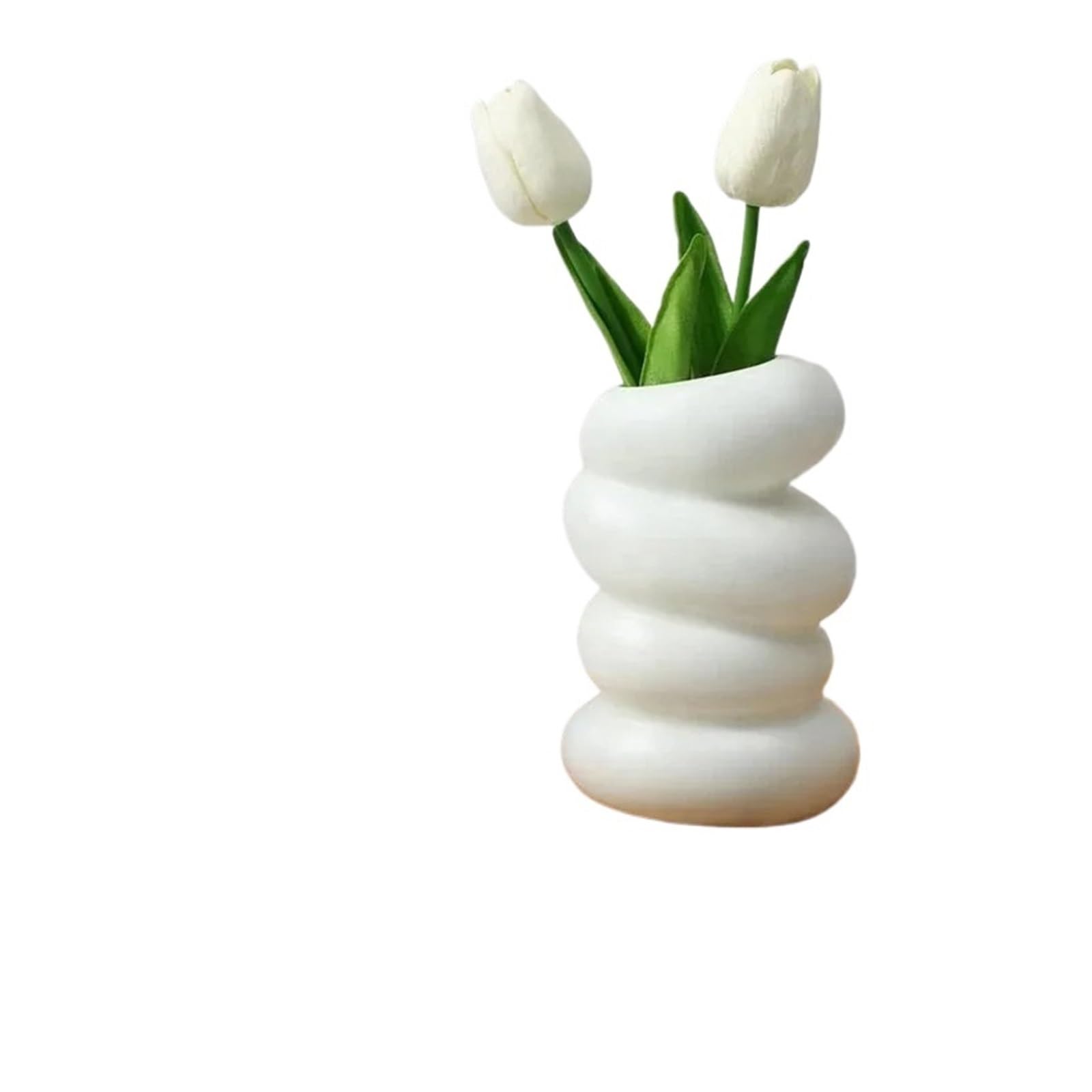 1PC Plastic Spiral White Vase Flower Arrangement Container For Kitchen Living Bedroom Home Decoration Ornamen(White 1Pcs)