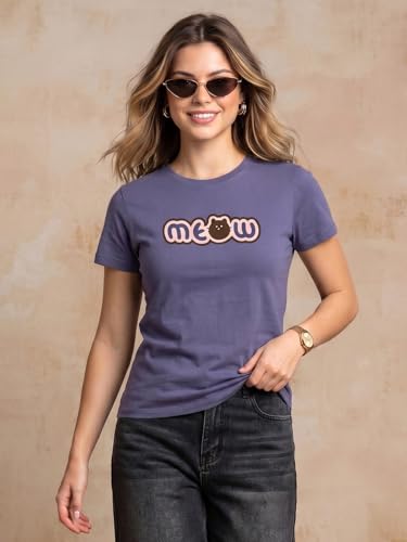 Image of JUNEBERRY Women's Regular Fit Pure Cotton Printed T-Shirt | Soft Fabric, Breathable Comfort | Round Neck, Half Sleeves, Round Neck (Size: S to 2XL)