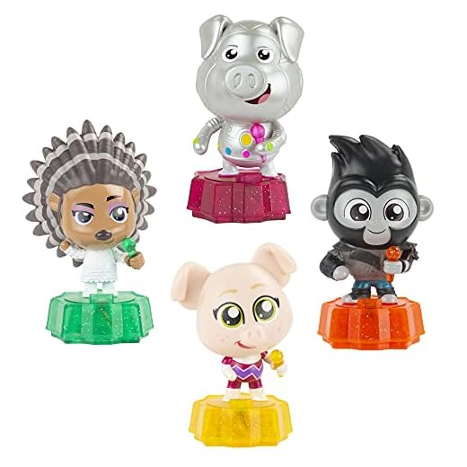 Sing 2: Stage Sparkles Figure Set – Includes Ash, Rosita, Johnny & Gunter [Amazon Exclusive]