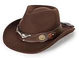 Western-Cowboy-Hat Classic Cowgirl-Hat for Kids Boys Girls Bull-Head Fedora for Party(4-8T) Brown