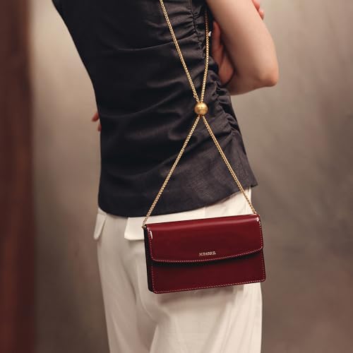 Image of Miraggio Tilly Clutch With Golden Chain Strap | Shoulder Clutch Bag For Women | Soft-Shine Clutches | Gift Items For Women