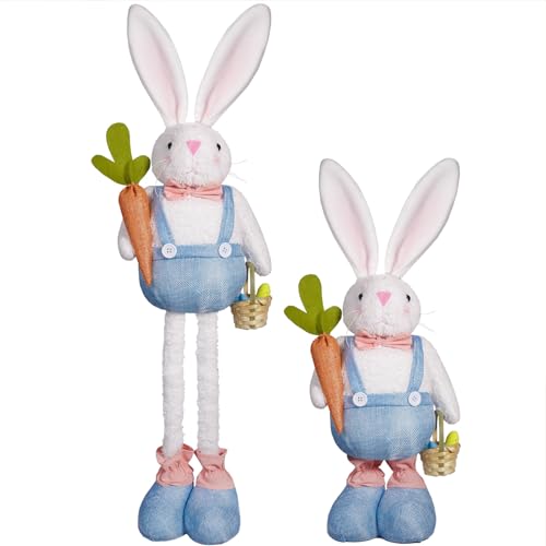 Décoration de Pâques : lapin debout en tissu pour étagère vide