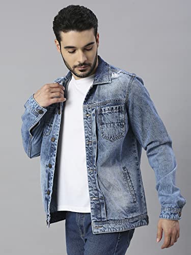 Image of HIGH STAR Men's Standard Length Solid Denim Jacket