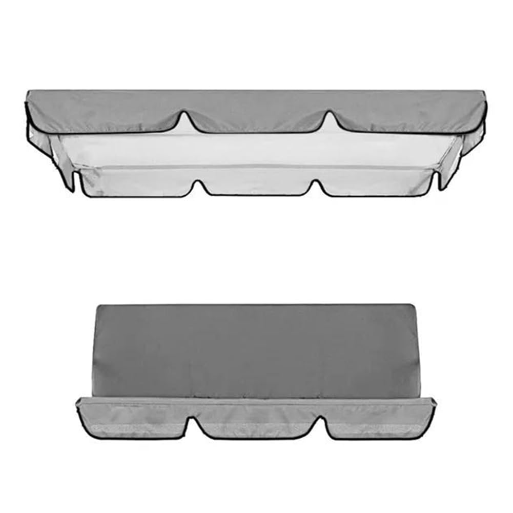 Set di Copertura di Ricambio per Dondolo da Giardino, 3 posti, Impermeabile, in Tessuto Oxford 210D, Copertura per Sedia a Dondolo (Grigio, 164 x 114 x 15 cm)