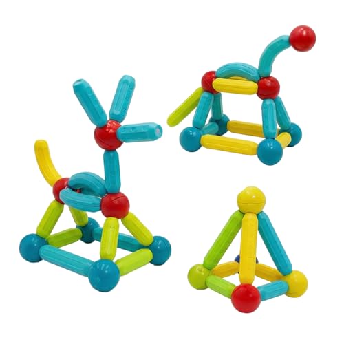 Image of Amazon Brand- Jam & Honey Magnetic Funny Creation 36 Piece Building Set for Kids | Stick and Ball Magnetic Blocks | Montessori STEM Toy | Ages 3+
