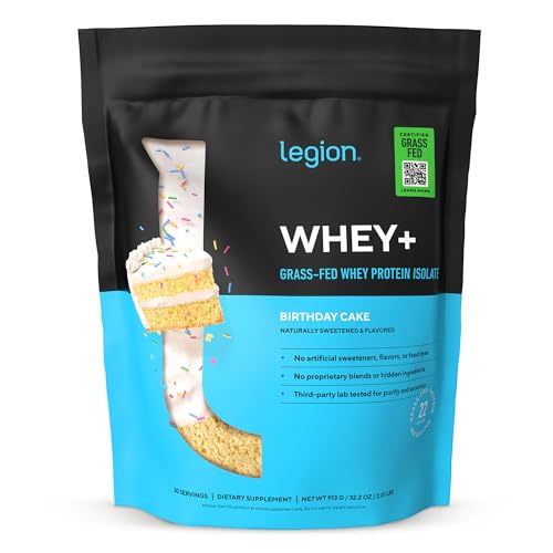 LEGION Whey+ Protein Whey Isolate from Grass Fed Cows - Whey Protein Isolate Powder Low Calorie, Non-GMO, Sugar Free, Lactose and Gluten Free, All Natural Protein Powder for Men & Women, 30 Servings