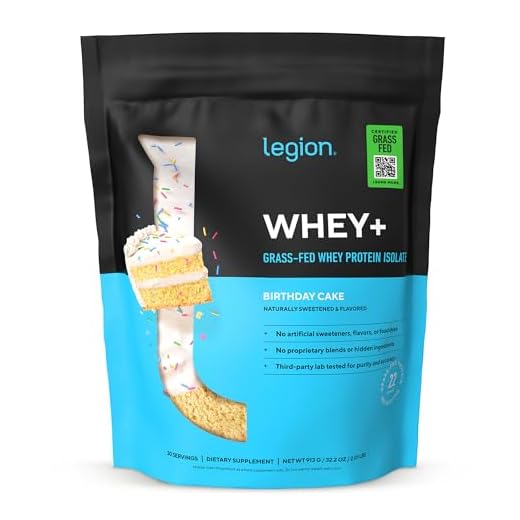 LEGION Whey+ Whey Isolate Protein Powder from Grass Fed Cows - Low Carb, Low Calorie, Non-GMO, Lactose Free, Gluten Free, Sugar Free, All Natural Whey Protein Isolate, (30 Serving, Birthday Cake)