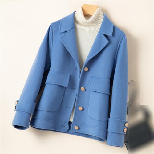 Yeuyyben Turn-Down Collar Double Sided Wool Coat Women Slim Casual Cashmere Winter Jacket4