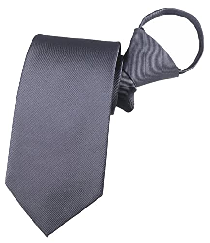 Vizakiss Elegant Silver Silk Easily Zipper Ties Formal Wedding Neckties Birthday Gifts for Men Big Boys Father