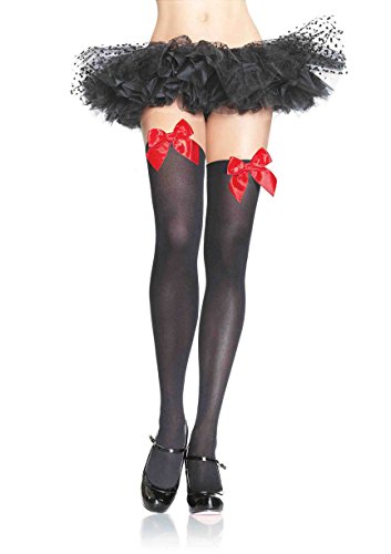 Image of Leg Avenue Women's Satin Bow Accent Thigh Highs