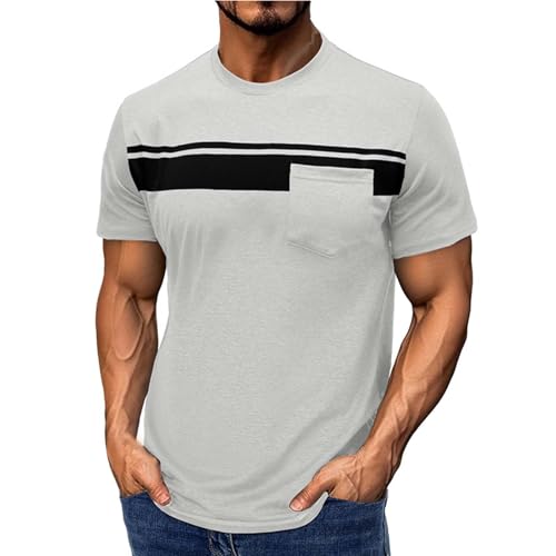 Camiseta de manga corta con cuello en V para hombre de primavera e informal, Blanco, S