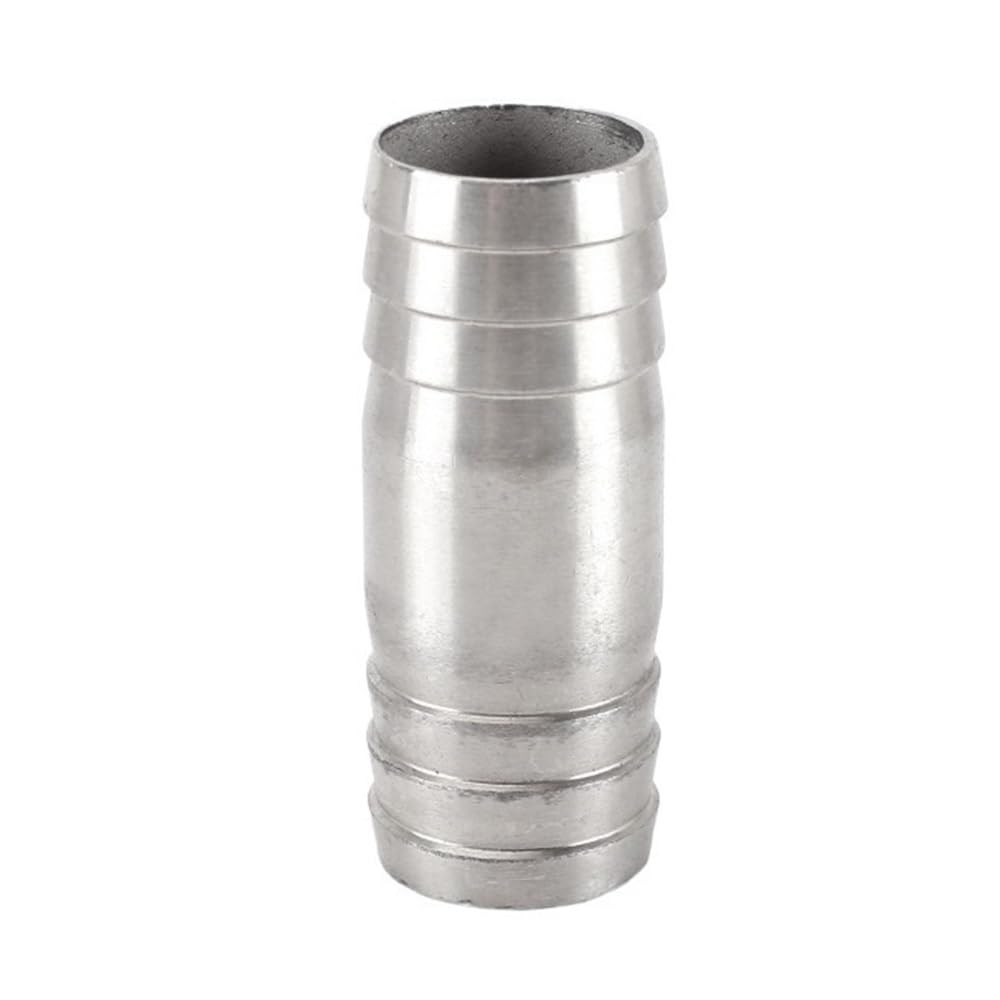 Yjqhody One Color Pagoda Joint Hose Barb Connector, 304 Stainless Steel Double Barbed 2 Way Equals Straight Pipe Fitting 1Piece(24Mm)