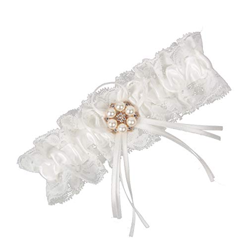 Lowosaiwor White Lace Wedding Garters For Women,Vintage Silky Ribbon Bridal Garters Handmade Leg Garter Belt For Bride cover